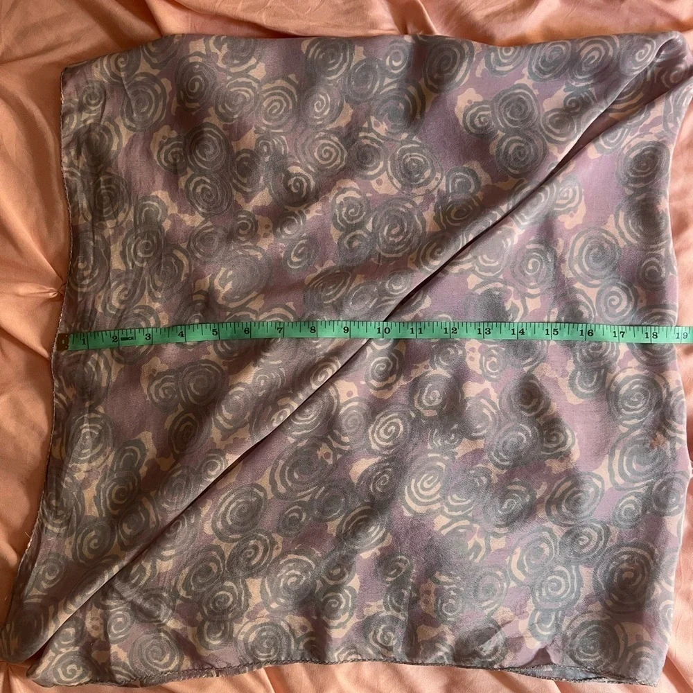 Silk Stylish Pink and Gray Swirly Scarf